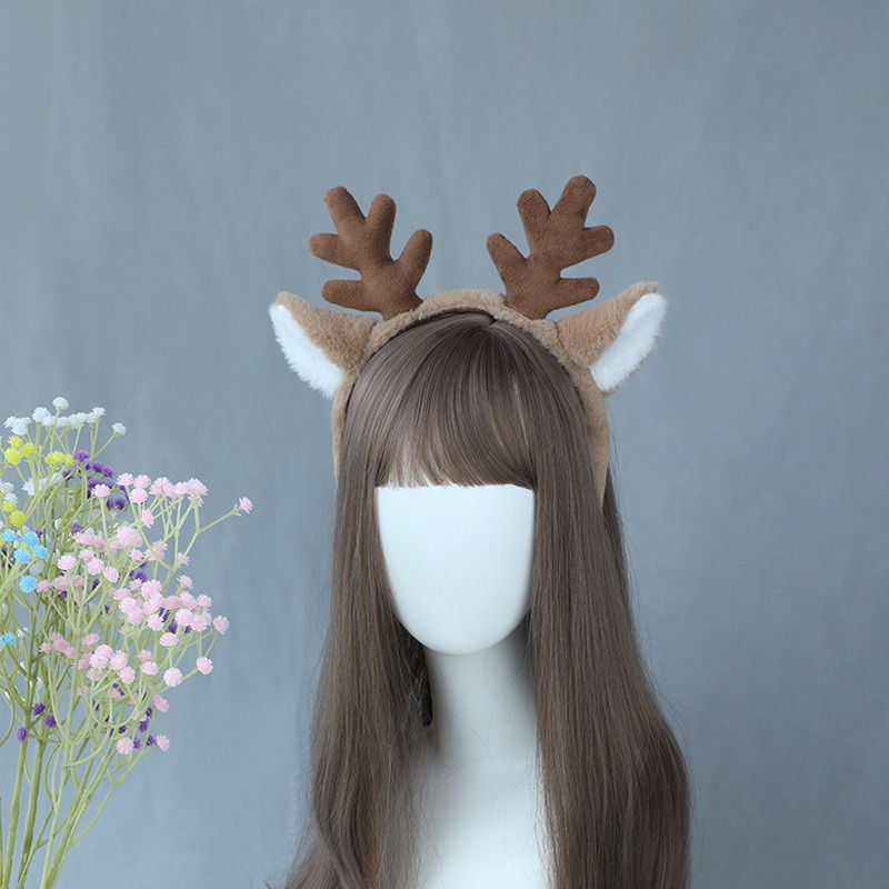 Reindeer Antlers Headband - 크리스마스 의상 머리띠 순록 귀 모피