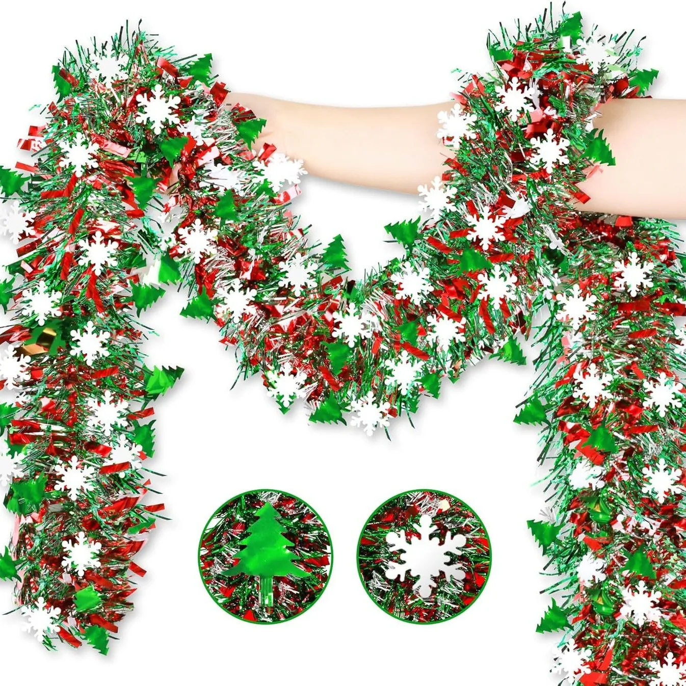 Tinsel Garland Decoration - 2M 크리스마스 눈송이 틴셀 가랜드 크리스마스