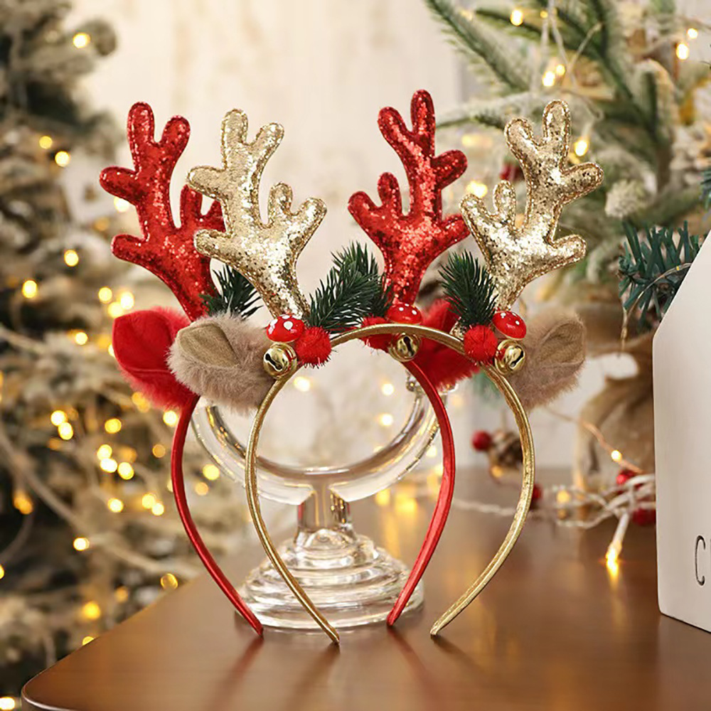 Reindeer Antlers Headband - 크리스마스 사슴 뿔 머리띠, 홀리데이 헤어