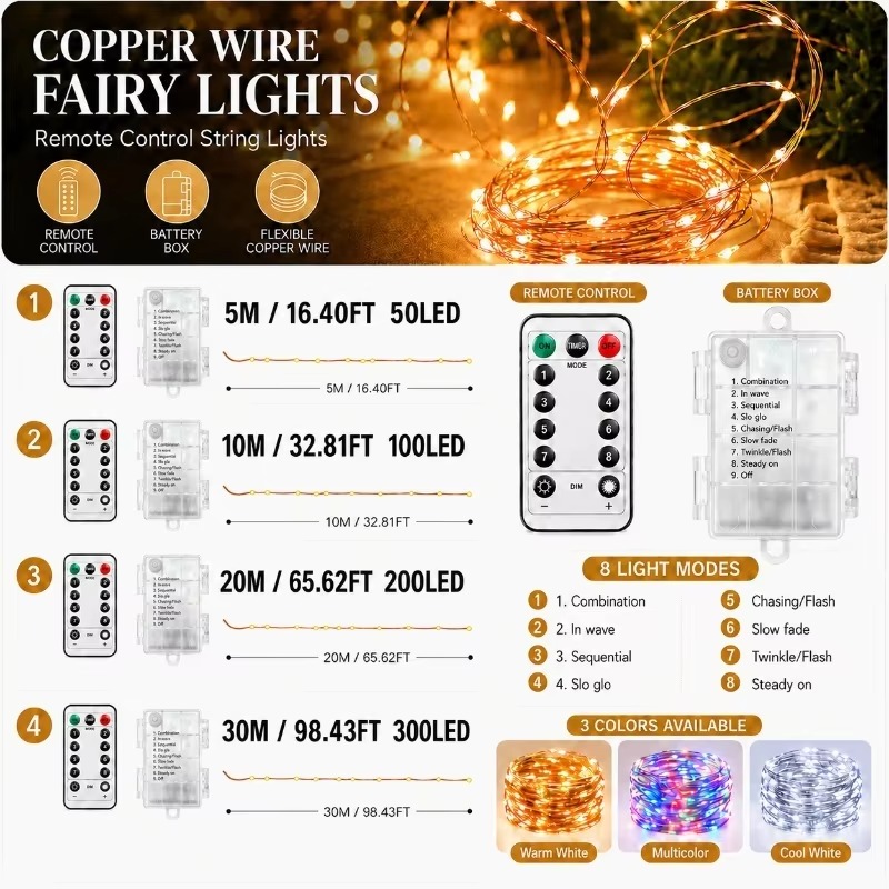 10미터 길이의 리모컨으로 작동하는 방수 배터리 박스형 - Led Fairy String Lights 리뷰 및 가격