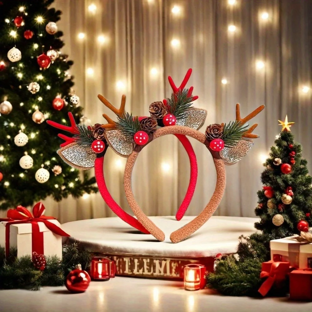 1Pc 크리스마스 머리띠 크리스마스 파티 선물 장식 용 - Reindeer Antlers Headband 리뷰 및 가격