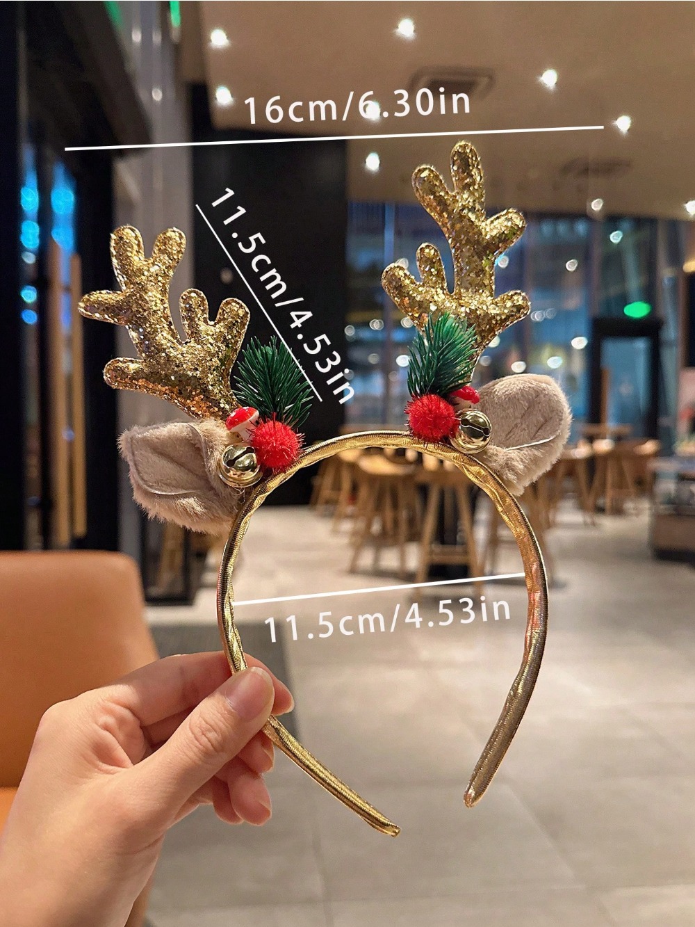 1pc 골드 스팽글 버섯 크리스마스 머리띠 큰 사슴 경 - Reindeer Antlers Headband 리뷰 및 가격